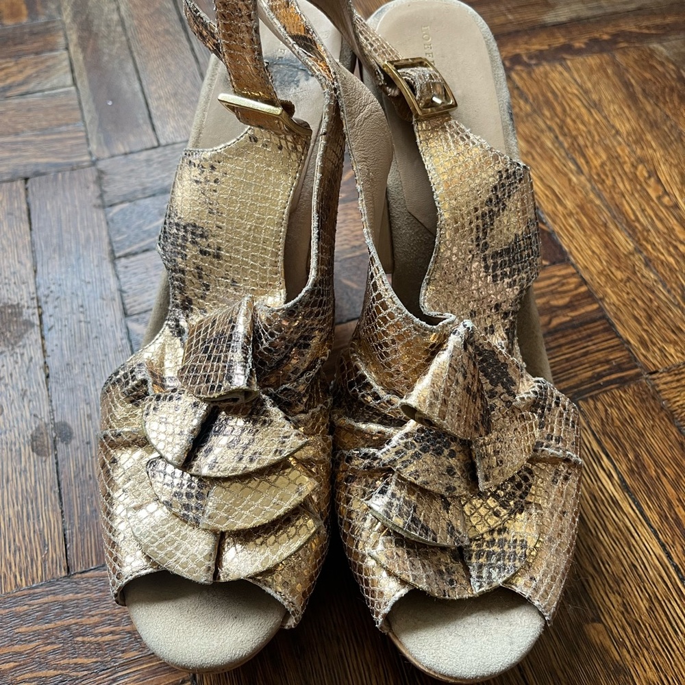 Loeffler Randall Rose Gold, Metallic Leather platforms